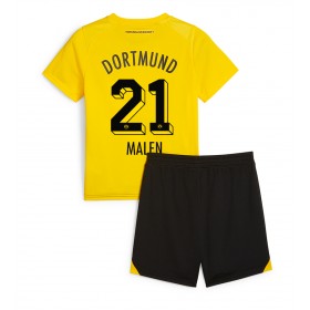 Borussia Dortmund Donyell Malen #21 Hemmakläder Barn 2023-24 Kortärmad (+ Korta byxor)